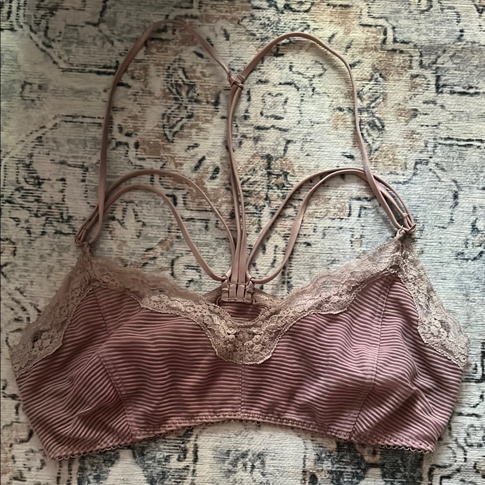 Free People Intimately line, Lace Trim Strappy Bralette - Pink NEW